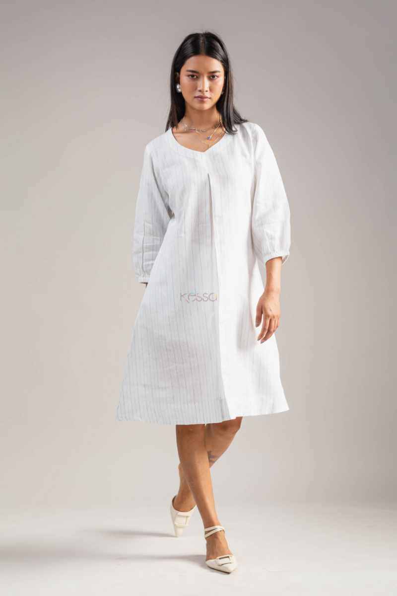 Image for Kusvaa Ws987 Daksha Stripe Linen Dress Front