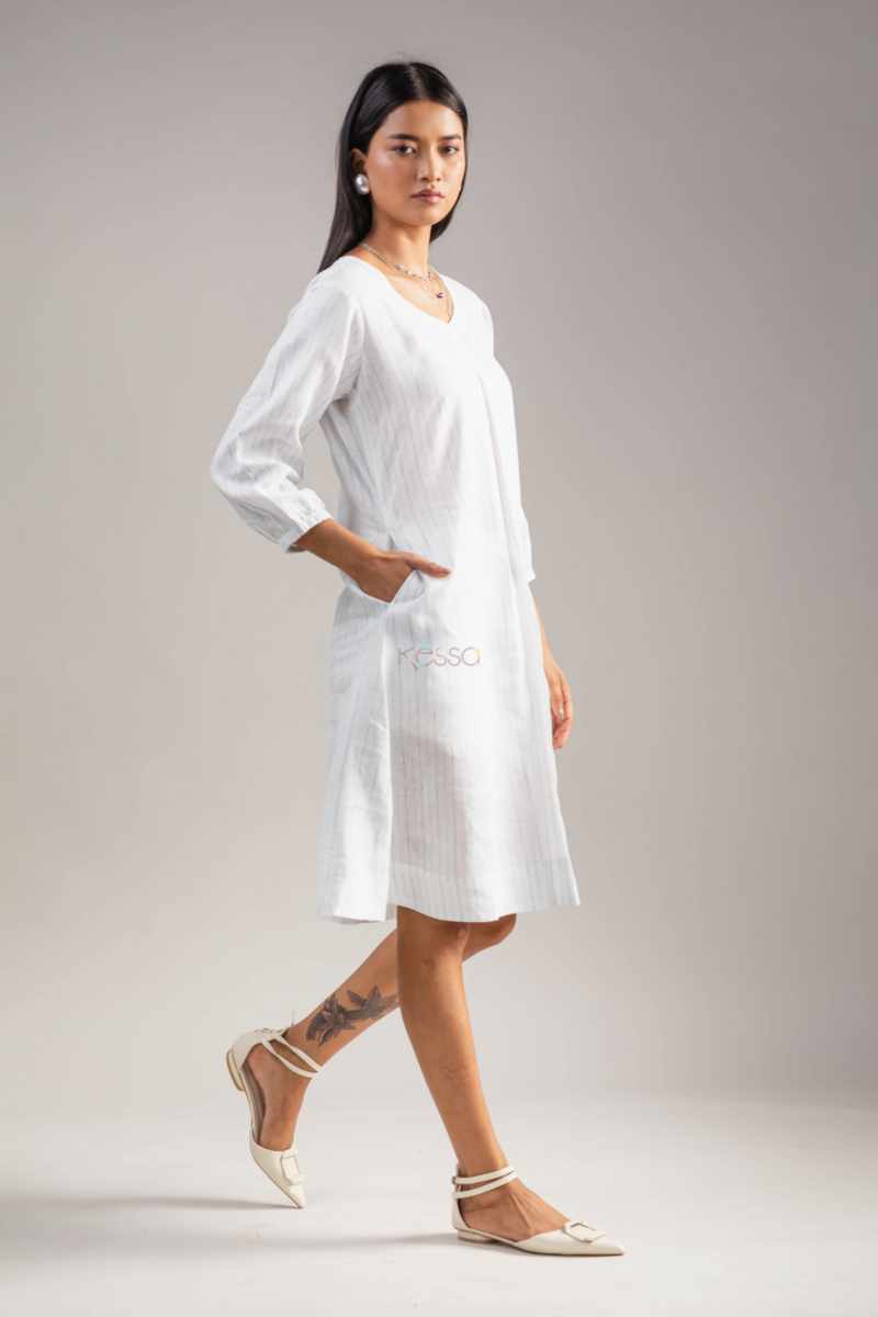 Image for Kusvaa Ws987 Daksha Stripe Linen Dress Side