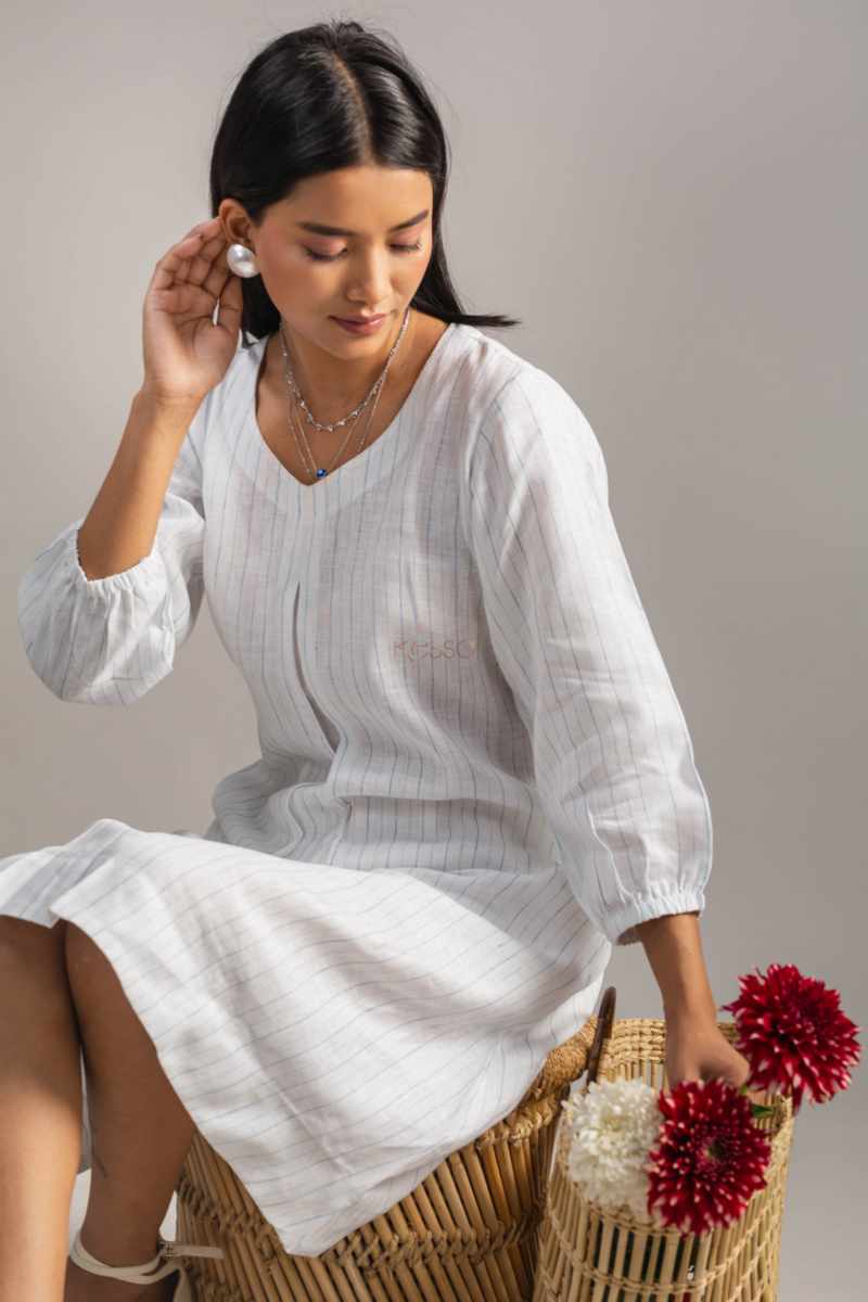 Image for Kusvaa Ws987 Daksha Stripe Linen Dress Sitting