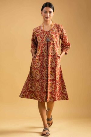 Image for Kusvaa Ws991 Kanishka Kalmkari Cotton Dress Featured