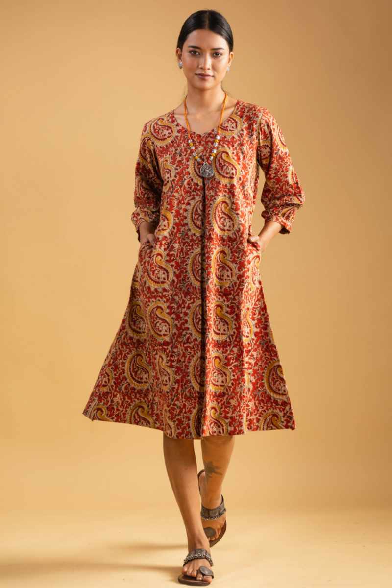 Image for Kusvaa Ws991 Kanishka Kalmkari Cotton Dress Featured