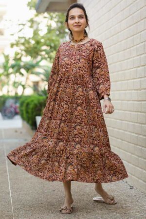 Image for Kusvaa Ws993 Banvi Kalmkari Cotton Dress Featured