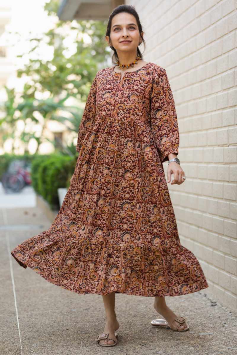 Image for Kusvaa Ws993 Banvi Kalmkari Cotton Dress Featured