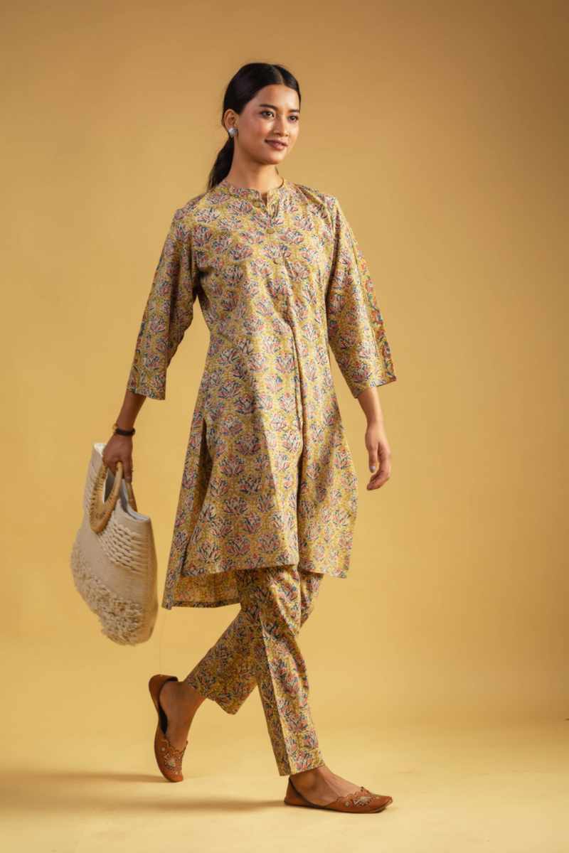 Image for Kusvaa Ws995 Aasta Kalmkari Cotton Co Ord Set Side