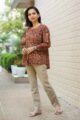 Image for Kusvaa Ws996 Avyaya Cotton Kalmkari Short Top Front