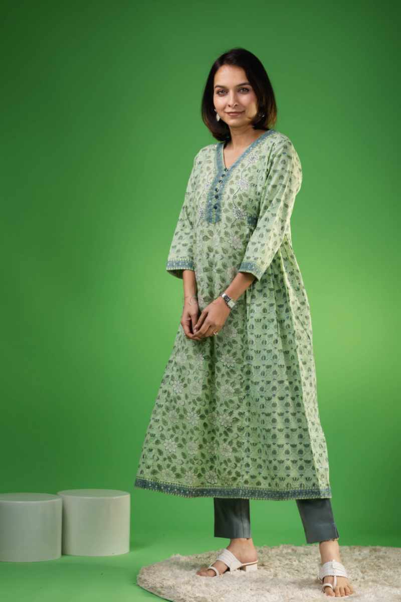 Image for Kusvaa Wsr370 Helly Cotton A Line Kurta Side