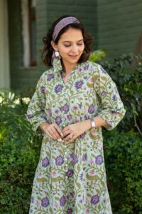 Image for Kusvaa Wsr374 Vadani Handblok Cotton Dress Featured New