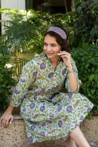 Image for Kusvaa Wsr374 Vadani Handblok Cotton Dress Sitting New