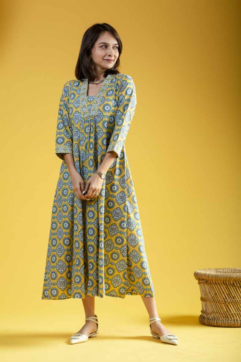 Image for Kusvaa Avdaf217 Ila Handloom Cotton A Line Dress Side