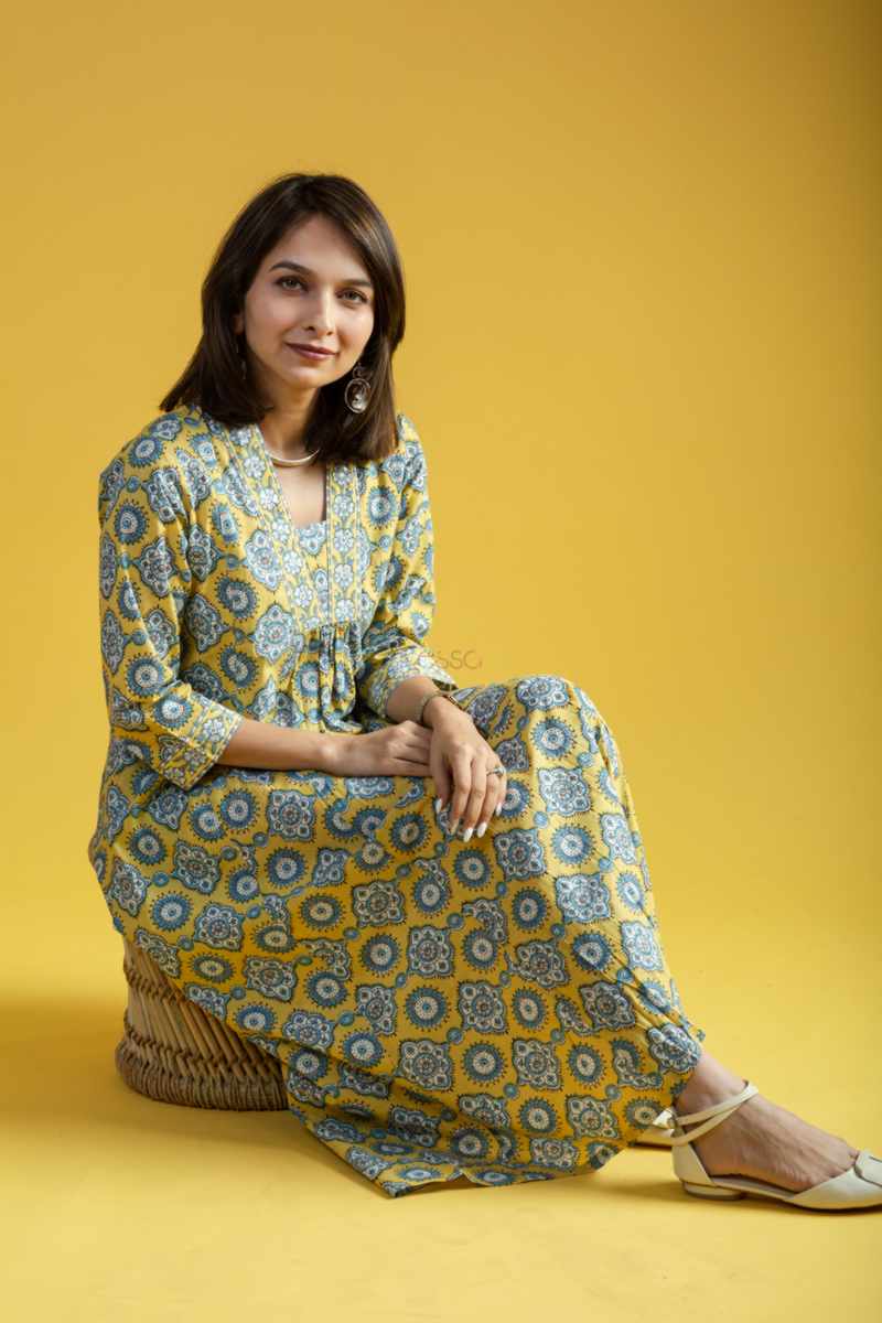 Image for Kusvaa Avdaf217 Ila Handloom Cotton A Line Dress Sitting