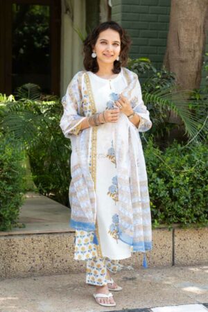 Image for Kusvaa Avdaf222 Chetana Handblock Cotton Complete Suit Set Featured