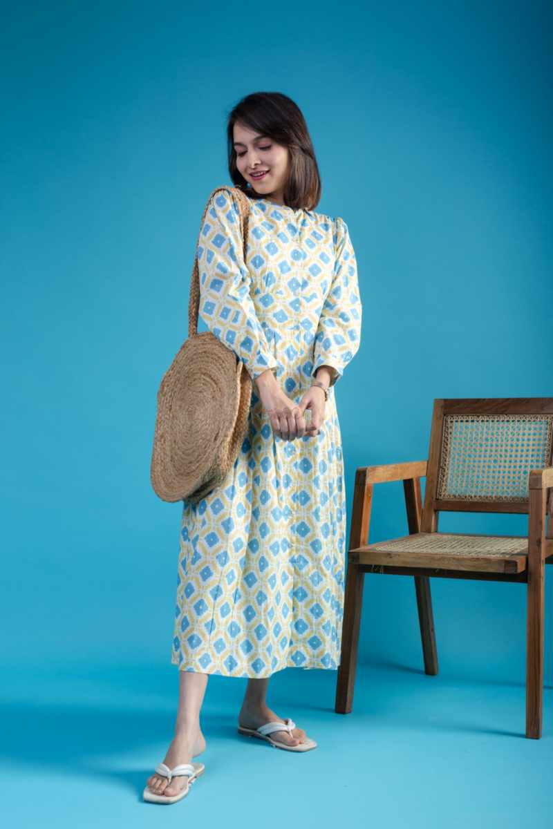 Image for Kusvaa Avdaf223 Thitiksha Cotton Handblock Dress Side