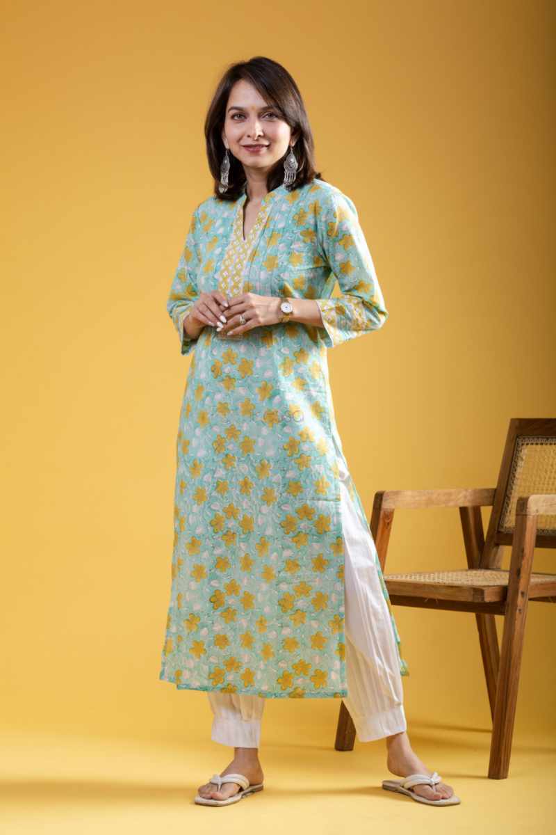 Image for Kusvaa De181 Bhargavi Handblock Cotton Kurta Featured