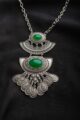 Image for Kusvaa Kpn09 Kazaki Bar Semi Circular Tribal Boho Necklace Green Closeup