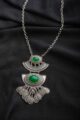 Image for Kusvaa Kpn09 Kazaki Bar Semi Circular Tribal Boho Necklace Green Side