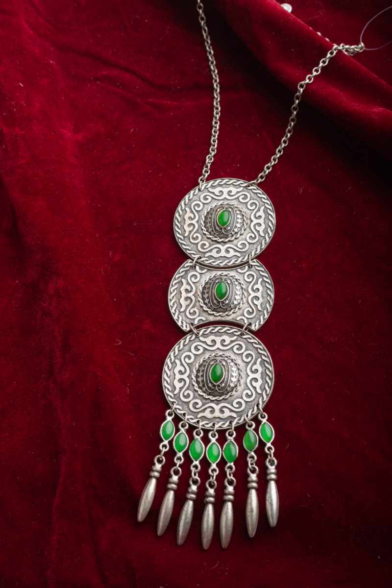 Image for Kusvaa Kpn107 Turkish Circular Green Multi Stone Chain Necklace Featured