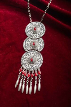 Image for Kusvaa Kpn108 Turkish Circular Red Multi Stone Chain Necklace Featured