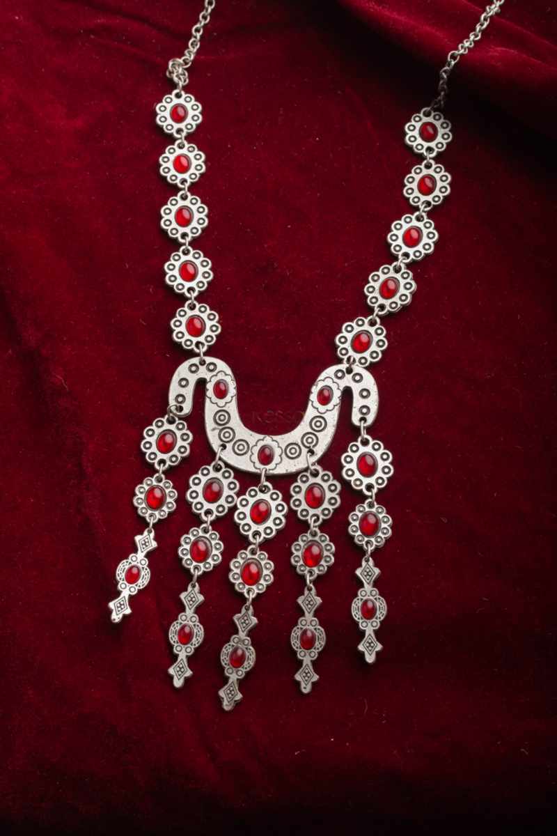 Image for Kusvaa Kpn21 Turkish Red Multi Stone Paisely Necklace Featured