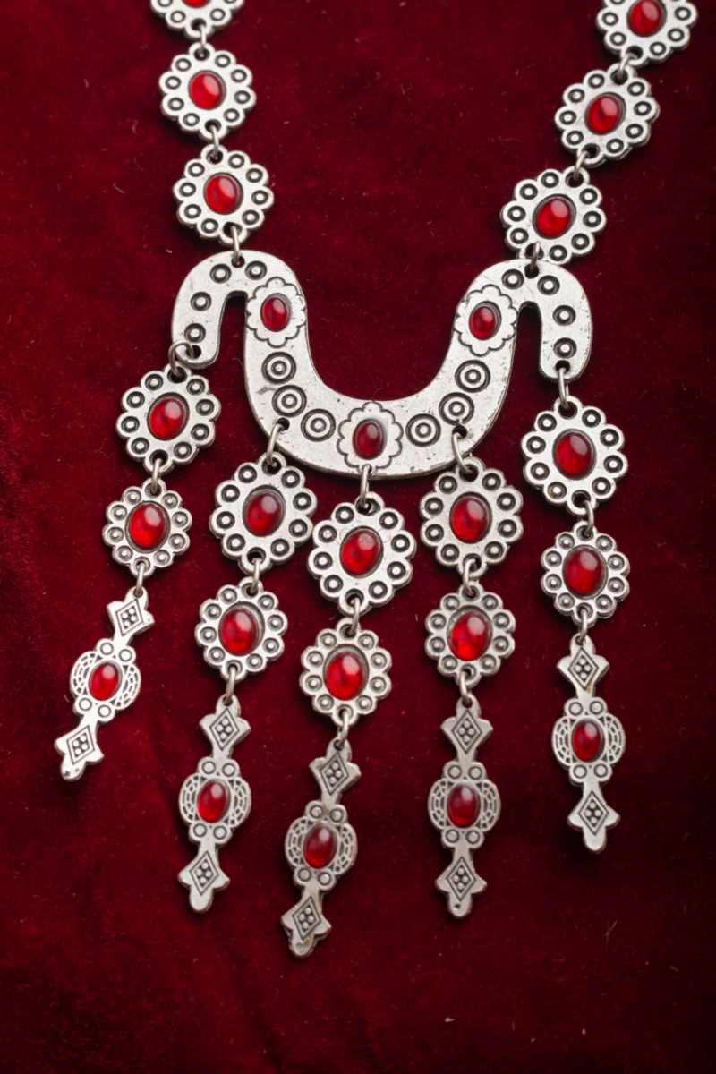 Image for Kusvaa Kpn21 Turkish Red Multi Stone Paisely Necklace Front