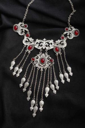 Image for Kusvaa Kpn24 Turkish Red Multi Stone Paisely Necklace Featured