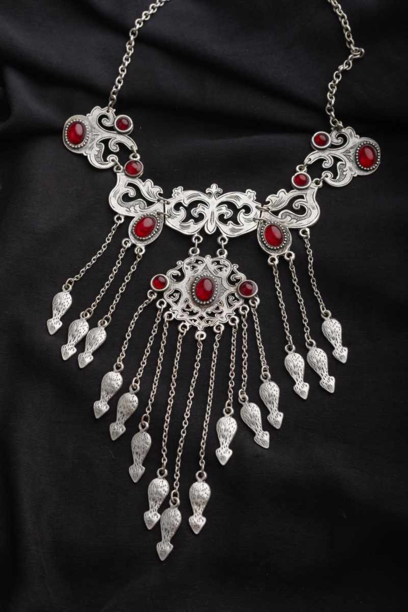 Image for Kusvaa Kpn24 Turkish Red Multi Stone Paisely Necklace Featured