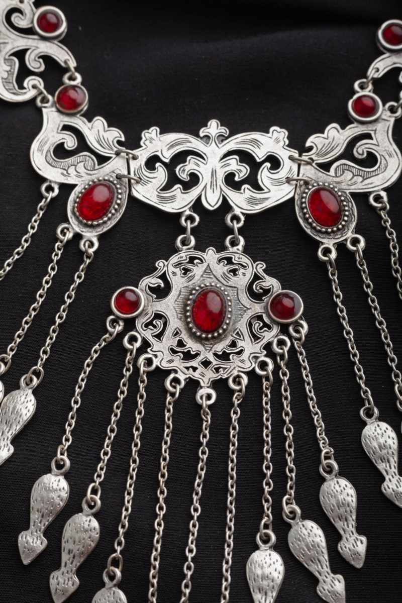 Image for Kusvaa Kpn24 Turkish Red Multi Stone Paisely Necklace Front