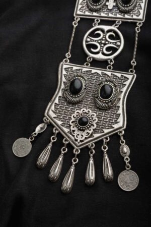 Image for Kusvaa Kpn43 Turkish Rectange Black Multi Stone Chain Necklace Front