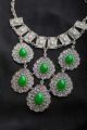 Image for Kusvaa Kpn54 Turkish Circular Multi Green Stone Chain Necklace Front