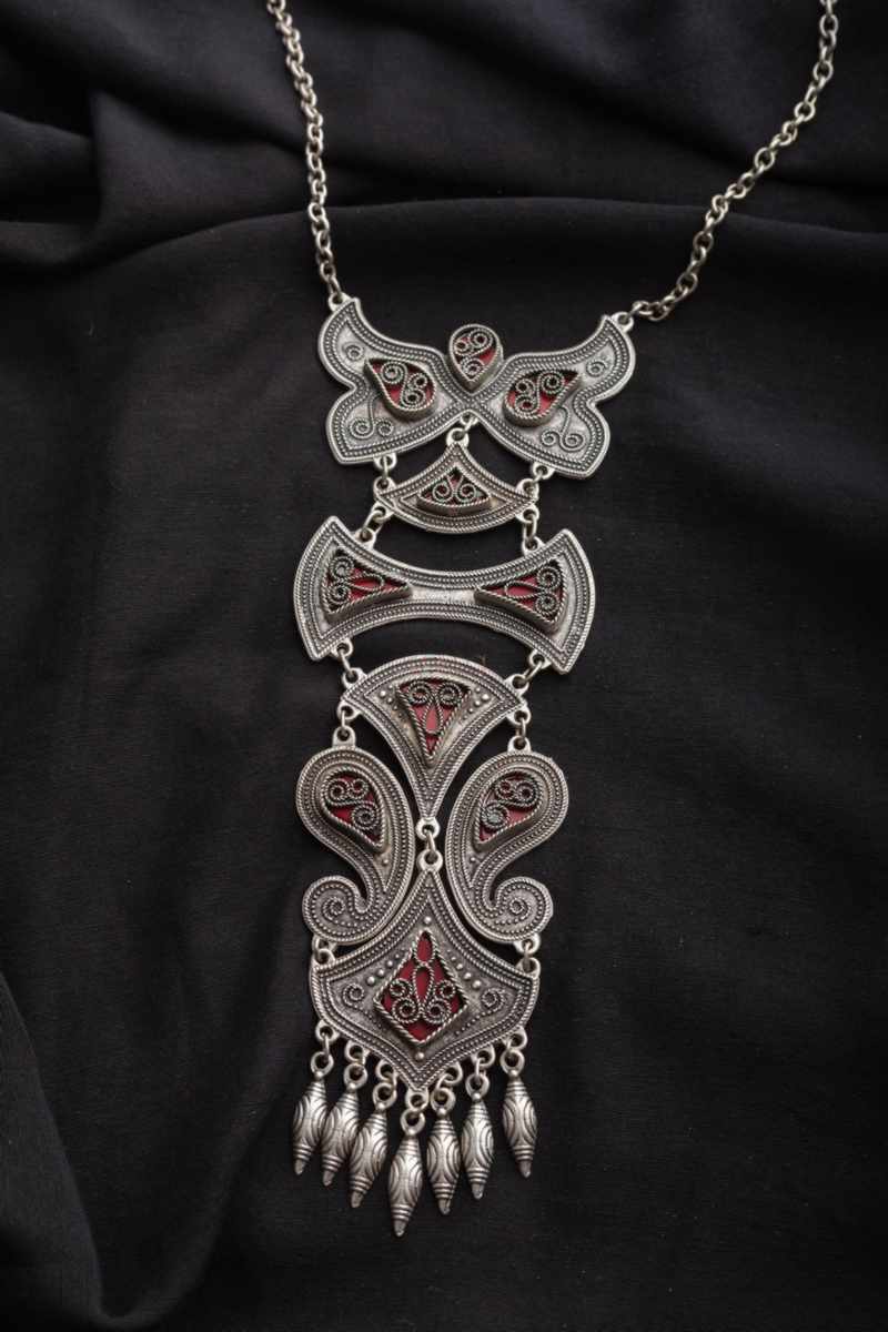 Image for Kusvaa Kpn56 Kazaki Multi Shape Red Stone Chain Necklace Featured