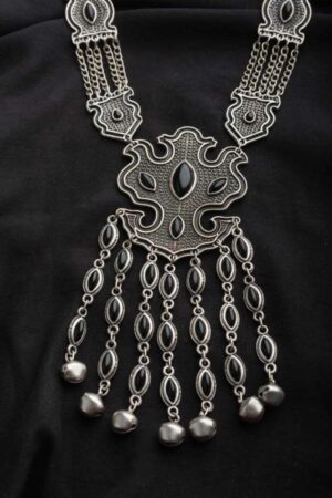 Image for Kusvaa Kpn62 Turkish Shape Multi Black Stone Ghungroo Necklace Black Front