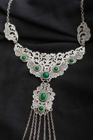 Image for Kusvaa Kpn70 Turkish Multi Green Stone Chain Necklace Front