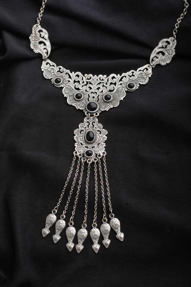 Image for Kusvaa Kpn71 Turkish Multi Black Stone Chain Necklace Featured