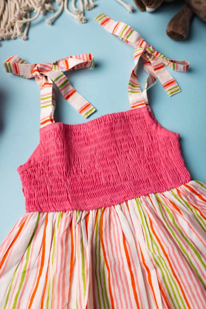 Image for Kusvaa Mbe50 Hansini Girls Cotton Frock Closeup