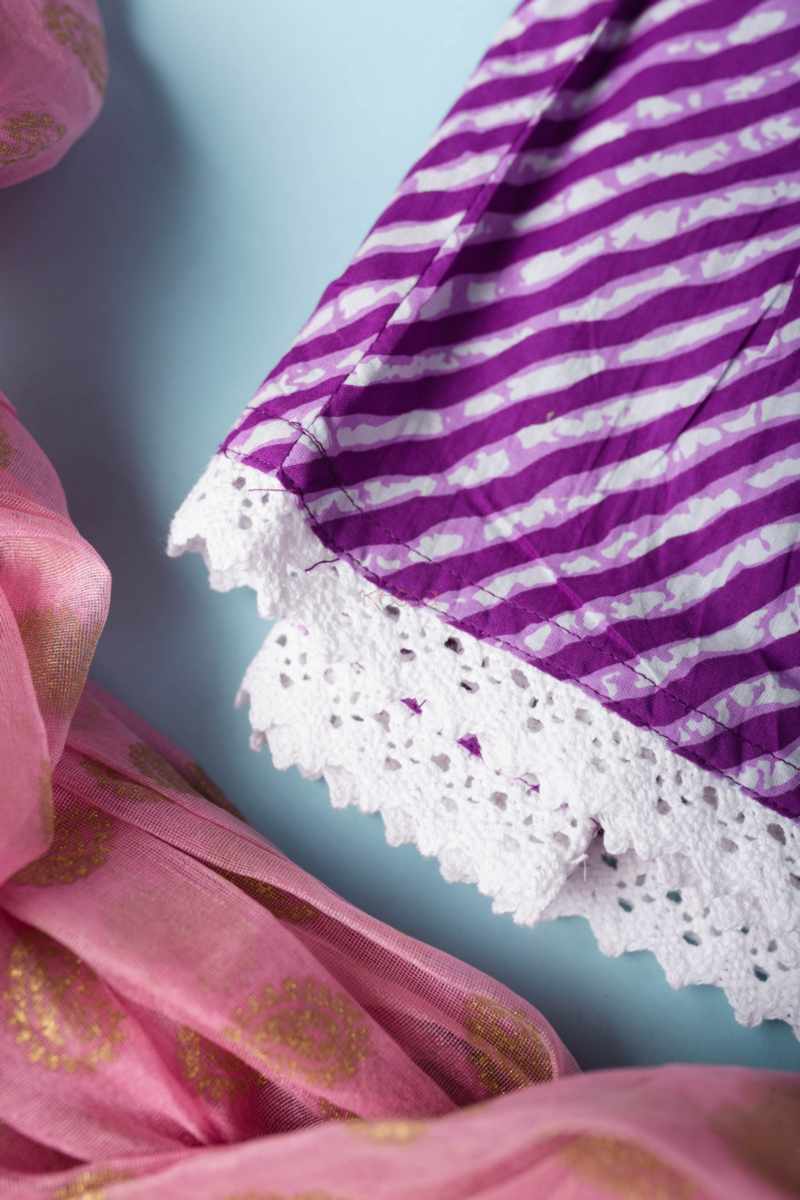 Image for Kusvaa Vck21 Ishani Cotton Girls Top Skirt Set Closeup