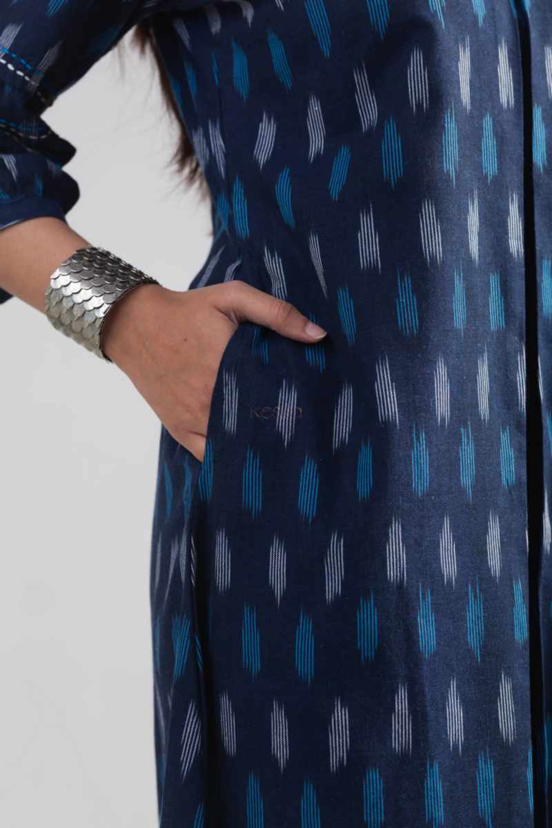 Image for Kusvaa Ws1003 Ichachha Ikkat A Line Kurta Closeup 2
