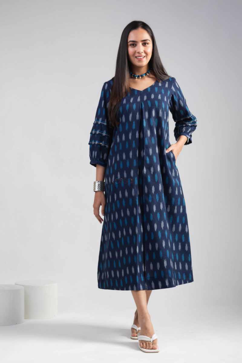 Image for Kusvaa Ws1003 Ichachha Ikkat A Line Kurta Front