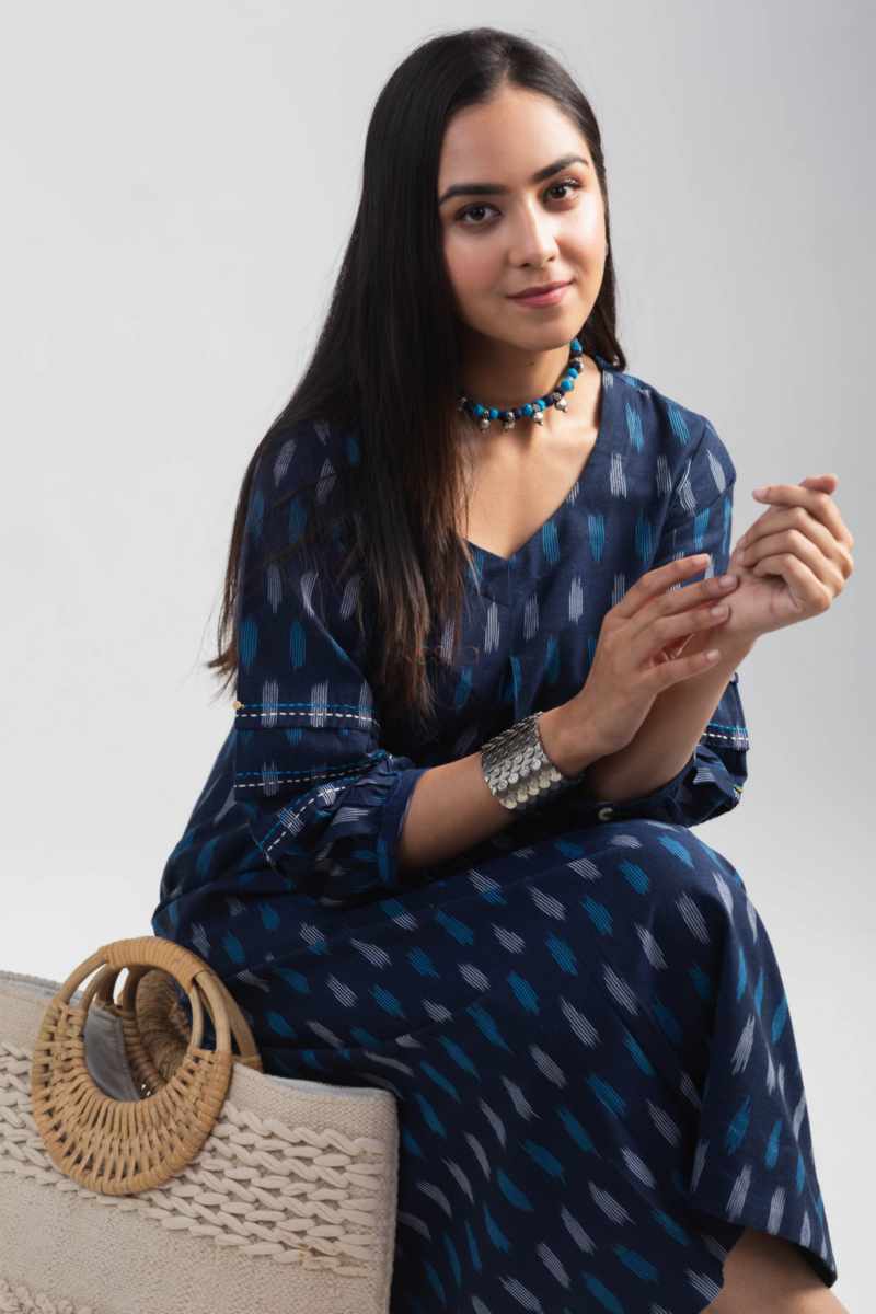 Image for Kusvaa Ws1003 Ichachha Ikkat A Line Kurta Sitting