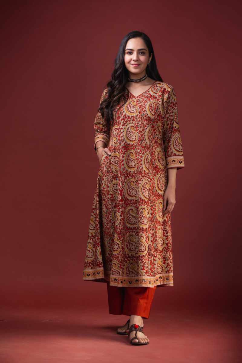 Image for Kusvaa Ws1005 Kashi Cotton Kalmkari Kurta Featured