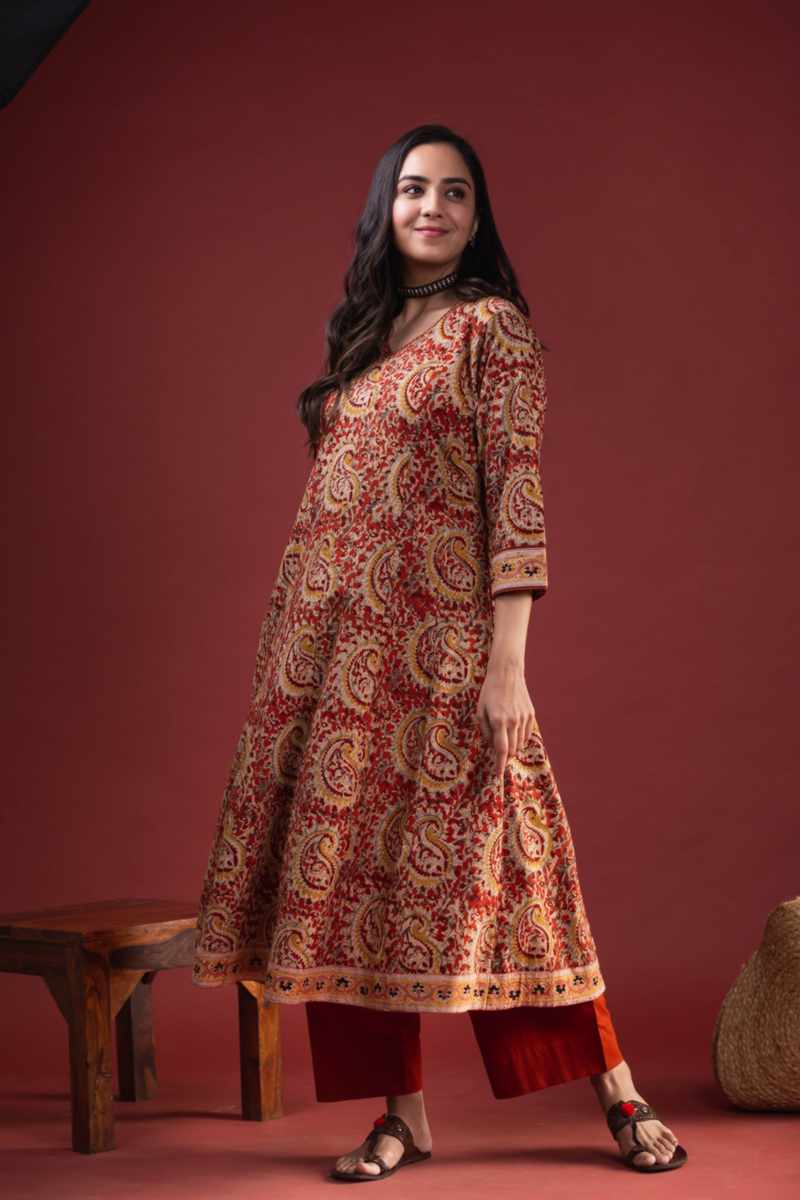 Image for Kusvaa Ws1005 Kashi Cotton Kalmkari Kurta Side