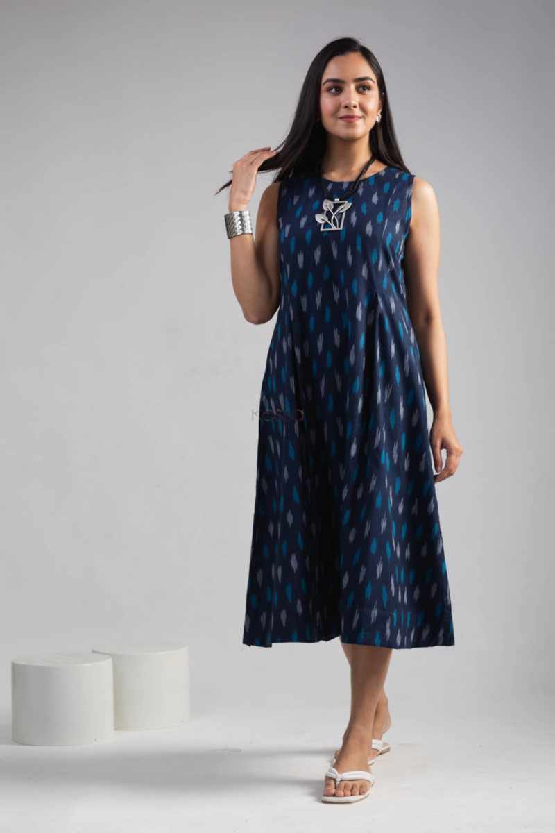 Image for Kusvaa Ws1014 Parnavi Ikkat A Line Dress Side