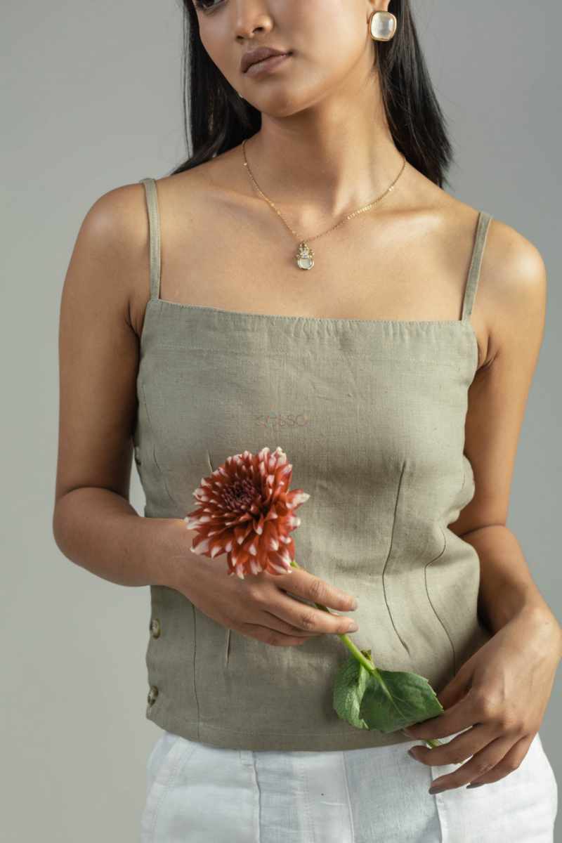 Image for Kusvaa Ws981a Aarunya Linen Spaghetti Top Featured