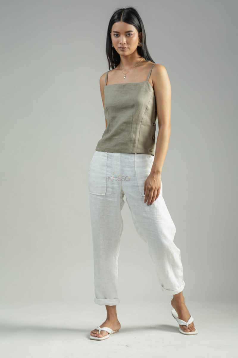 Image for Kusvaa Ws981a Aarunya Linen Spaghetti Top Front