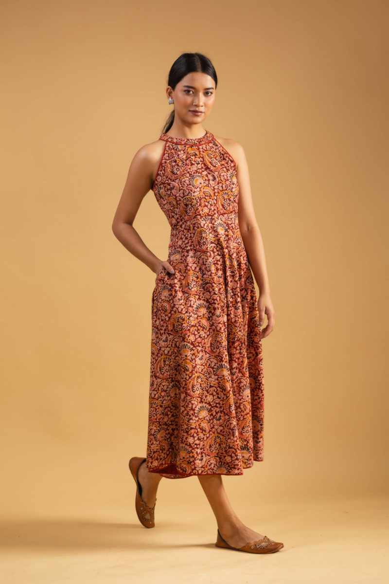 Image for Kusvaa Ws998 Nehal Cotton Kalmkari Dress Front