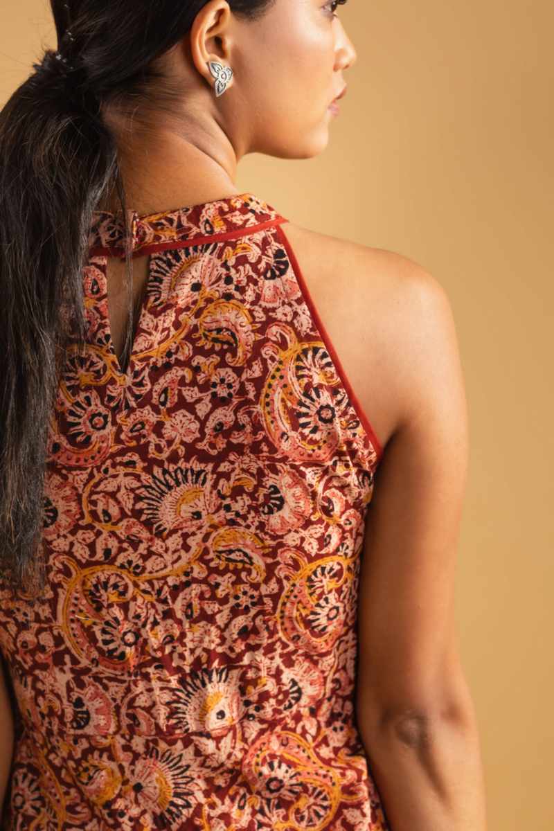 Image for Kusvaa Ws998 Nehal Cotton Kalmkari Dress Side