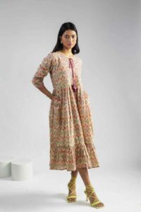Image for Kusvaa Wsr372 Dishitha Handblock Cotton Dress Front