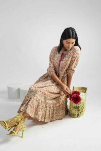 Image for Kusvaa Wsr372 Dishitha Handblock Cotton Dress Sitting
