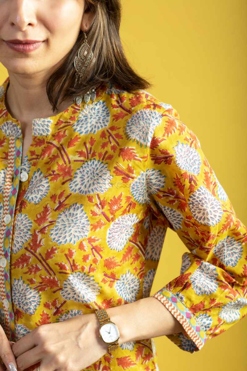 Image for Kusvaa Wsr379 Drisana Handblock Cotton Complete Suit Set Closeup