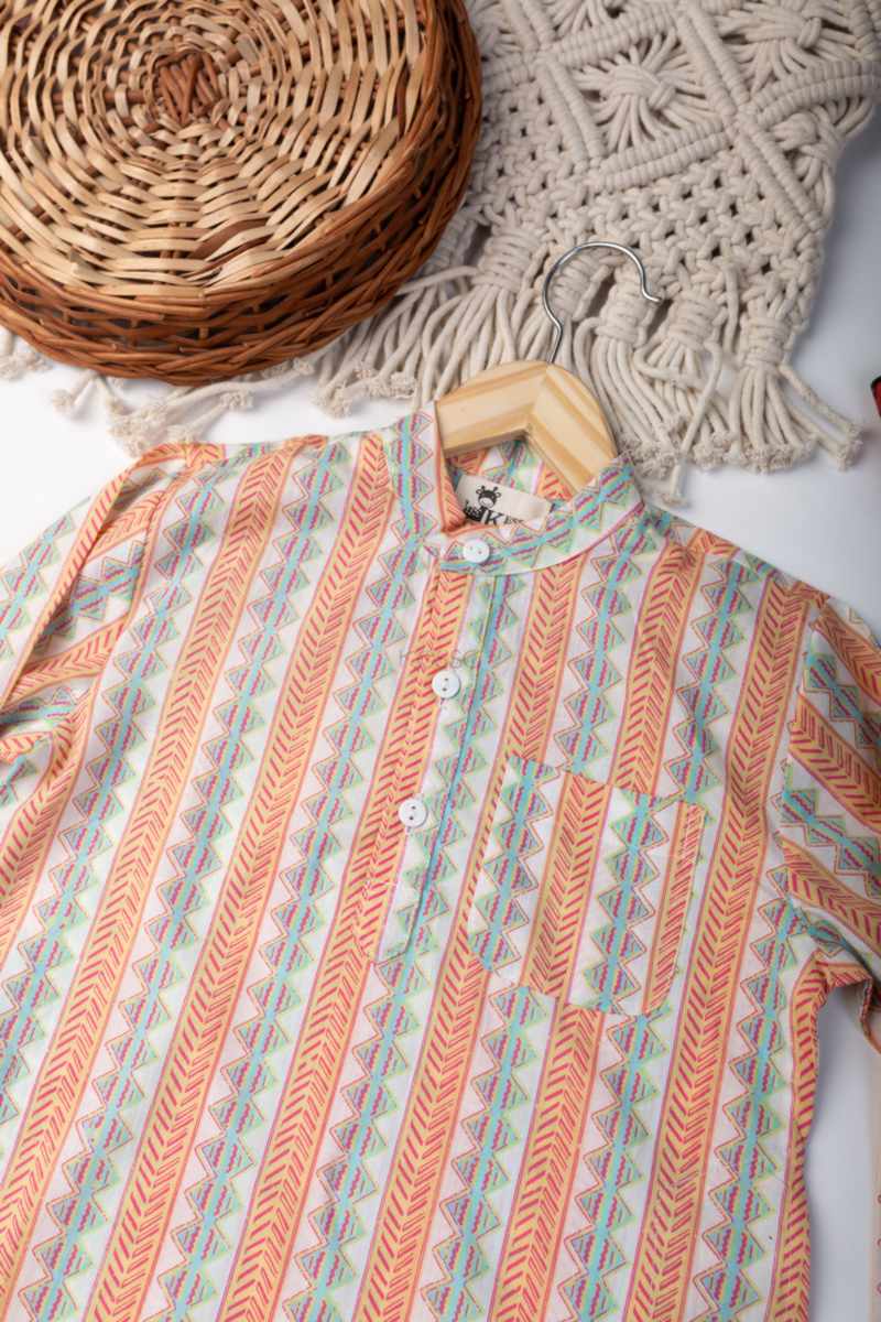Image for Kusvaa Aj74 Harit Cotton Boy Kurta Closeup