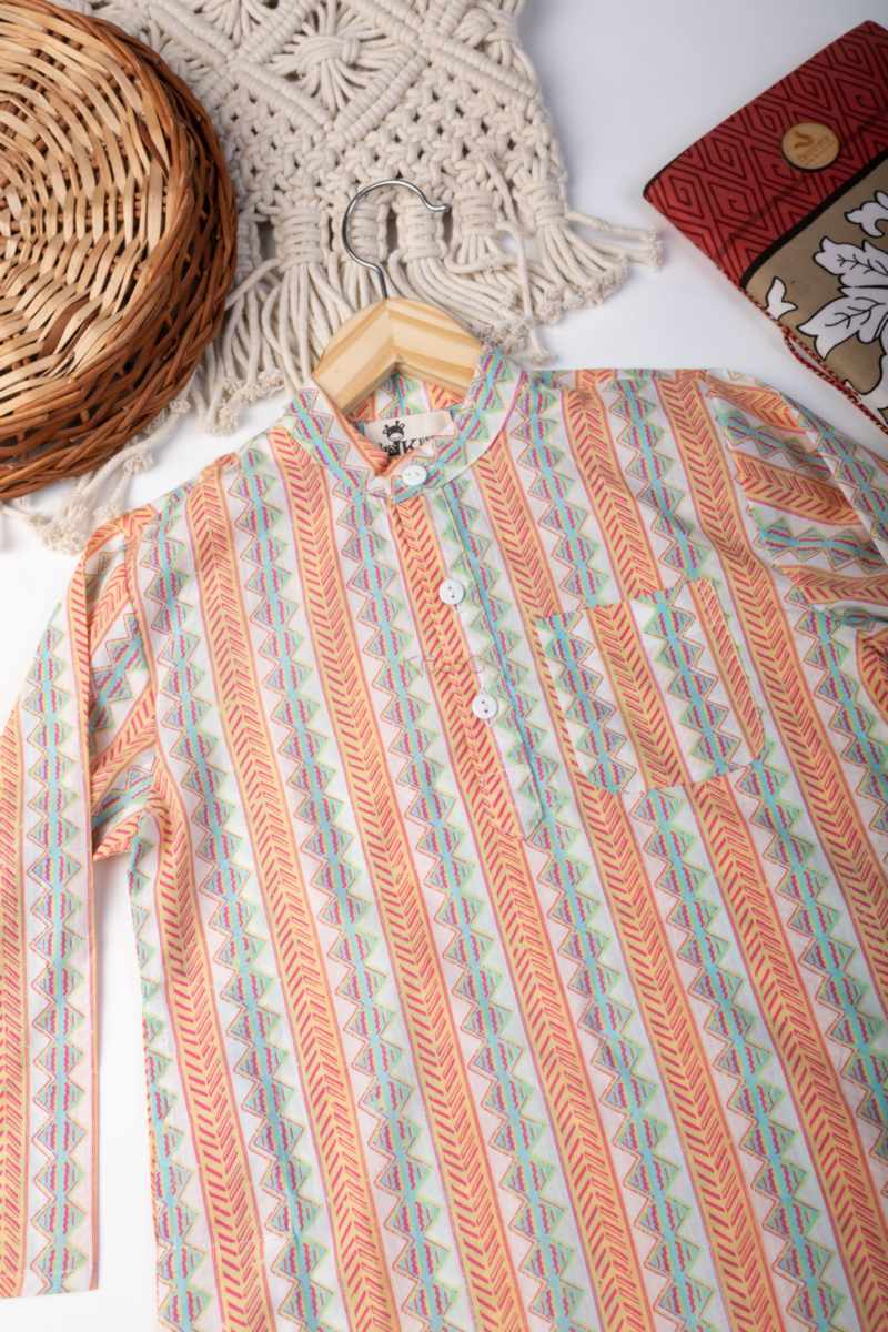 Image for Kusvaa Aj74 Harit Cotton Boy Kurta Front