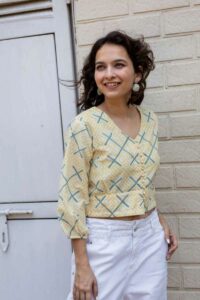 Image for Kusvaa Avdaf219 Darsatha Handblock Crop Top Front